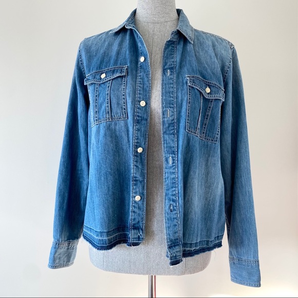 💙Madewell Denim & Silk Top💙 - Picture 2 of 7